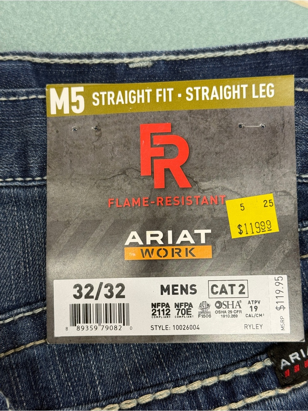 ARIAT M5 FR CAT 2112 Dura Stretch Straight Fit Straight Leg Men’s Jeans 32/32 - Picture 3 of 14